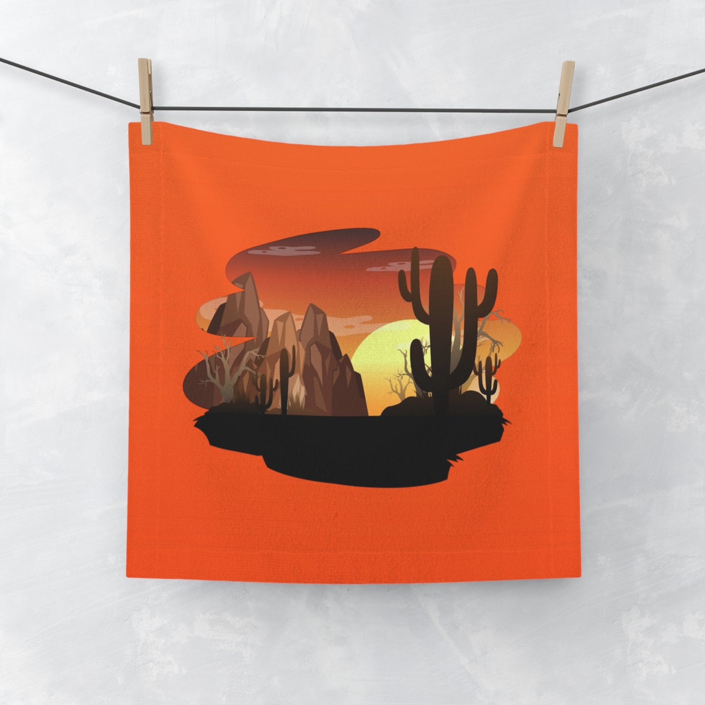 Toalla facial Desert Sunset: vibrante diseño de cactus para relajarse y cuidarse 