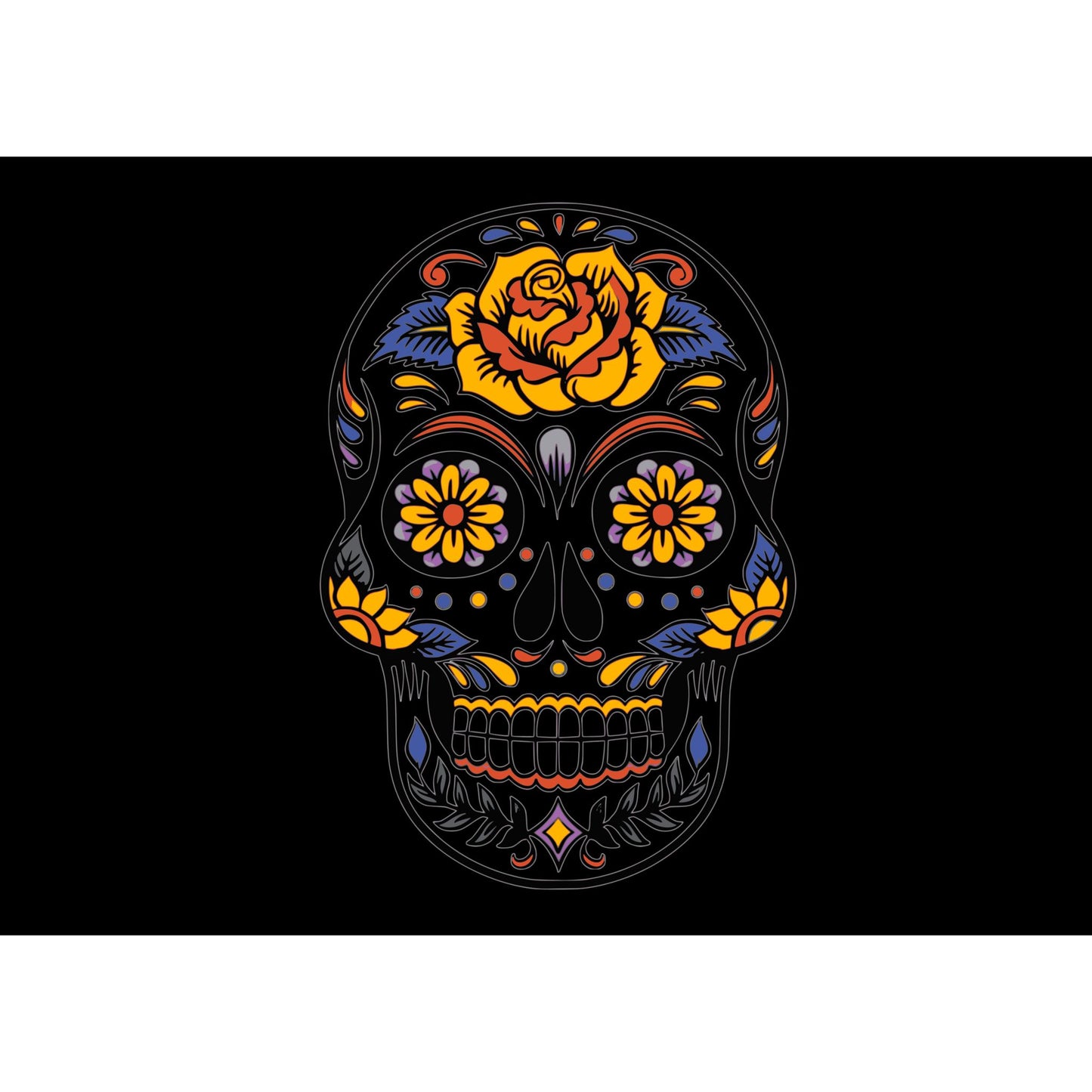Woven Blanket Skull with Flowers