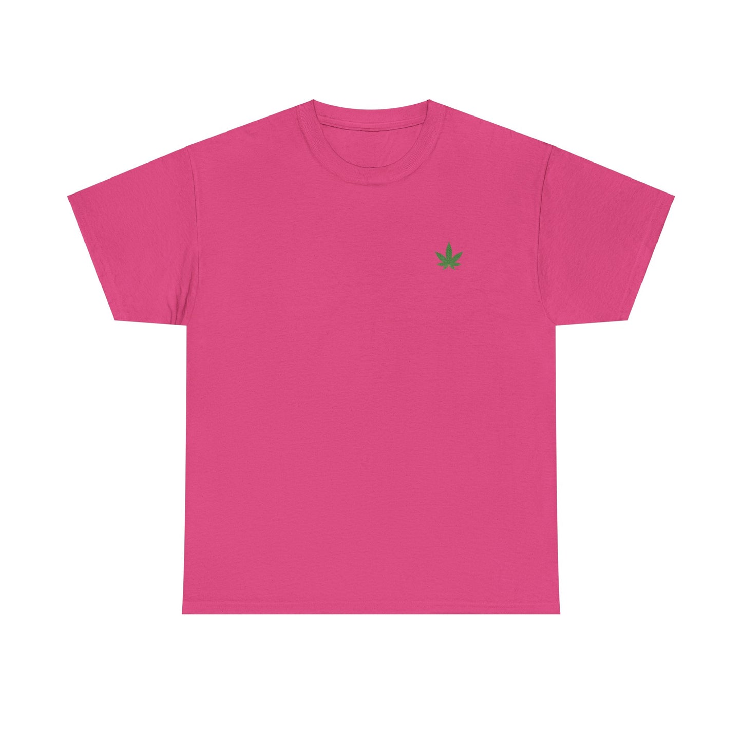 T-shirt unisexe en coton épais avec motif feuille de cannabis verte
