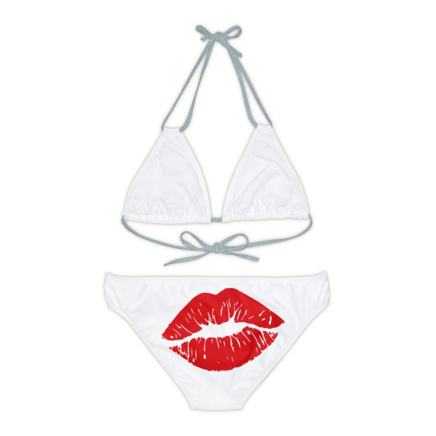 Strappy Bikini Set Red Lips Kiss me baby