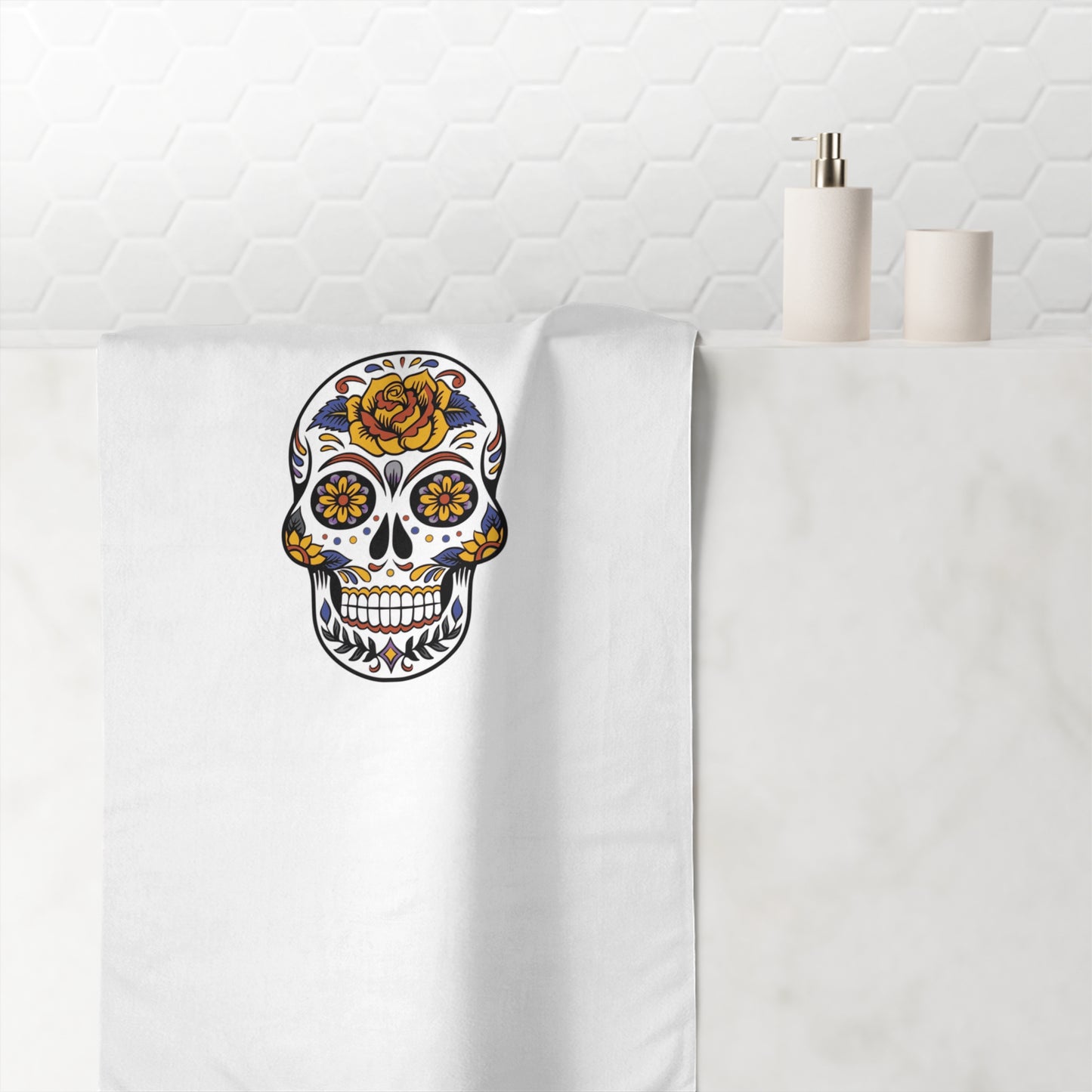Multi Color Skull Mink-Cotton Towel 30"x 60" Size