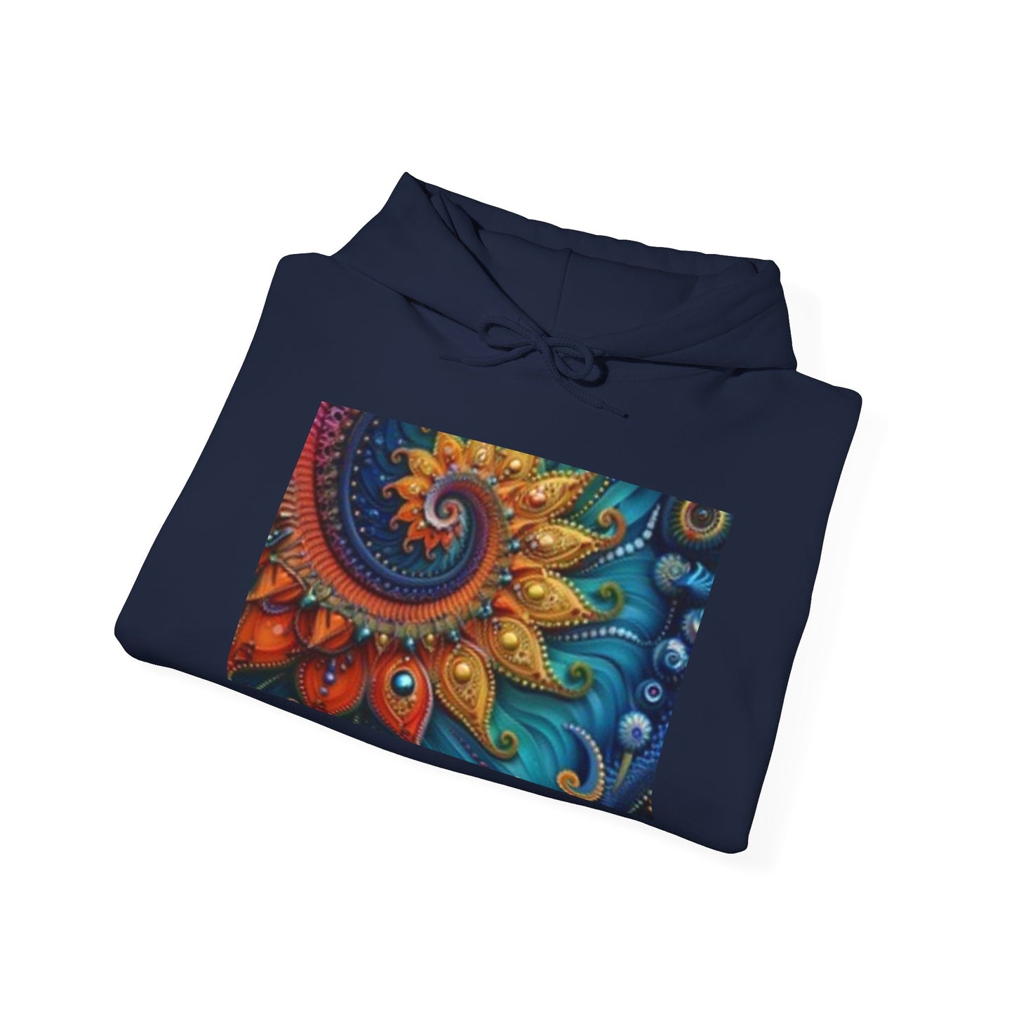 Vibrant Nature-Themed Hooded Sweatshirt - Cosmic Patterns & Wildlife Silhouettes
