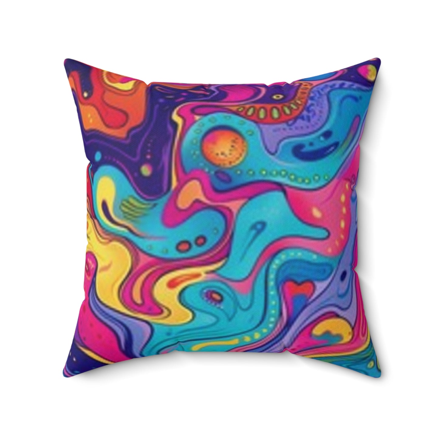 Almohada de arte abstracto vibrante - Cojín decorativo de poliéster hilado colorido