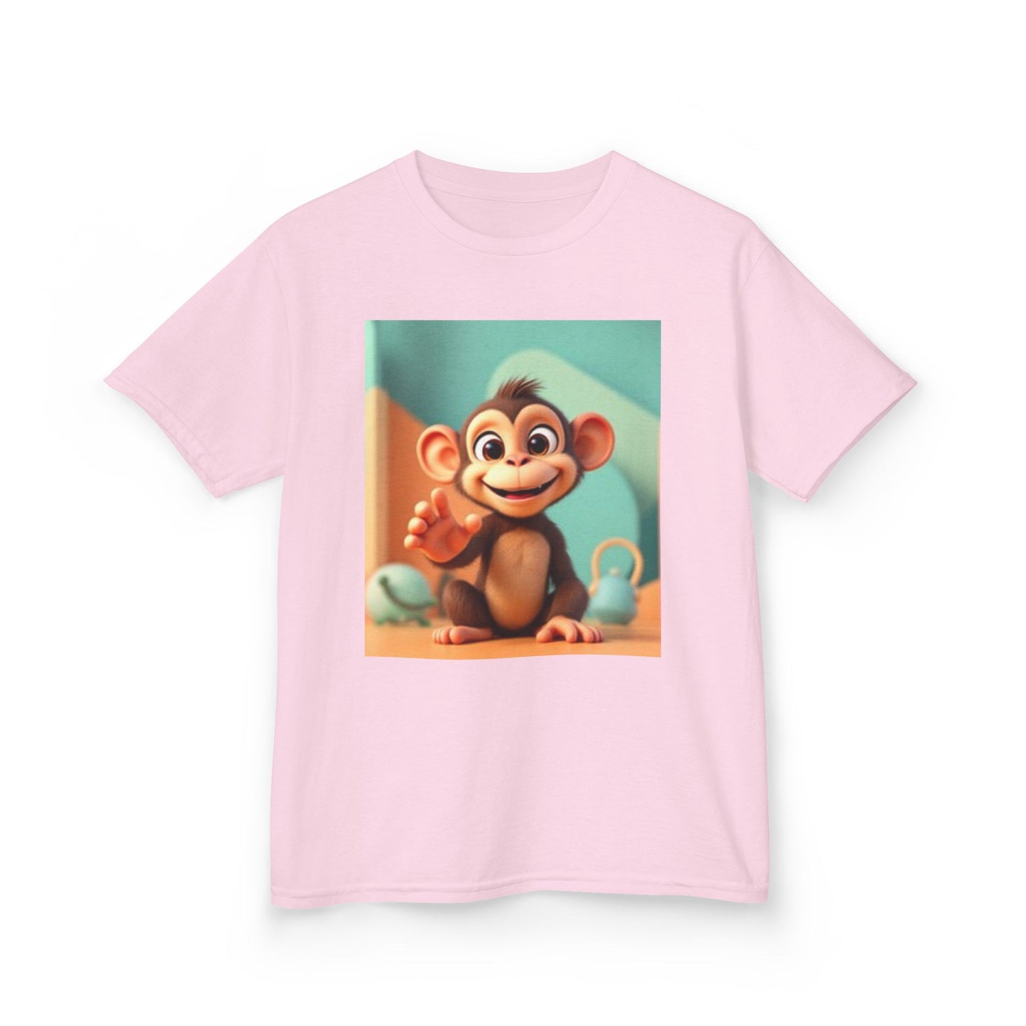 T-shirt en coton épais™ pour enfants avec motif singe amusant et cœur coloré 
