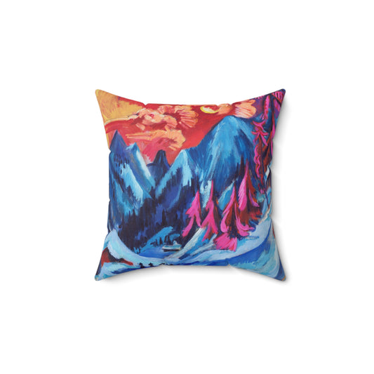 Faux Suede Square Pillow 14"x14" Mountain
