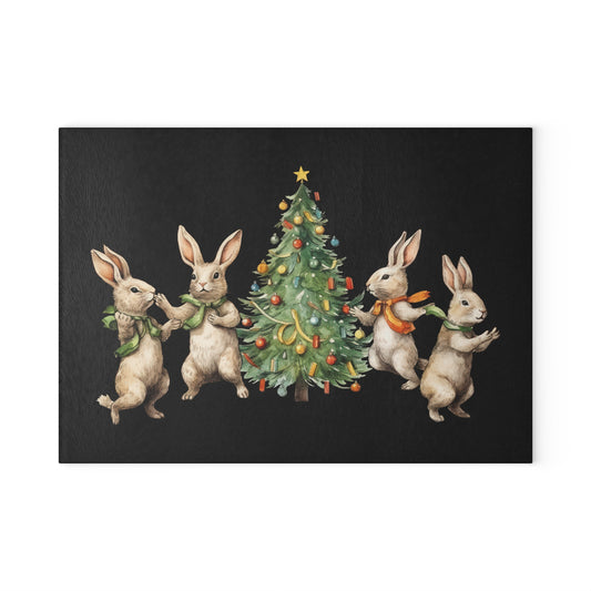 Planche à découper en verre Arbre de Noël à quatre lapins