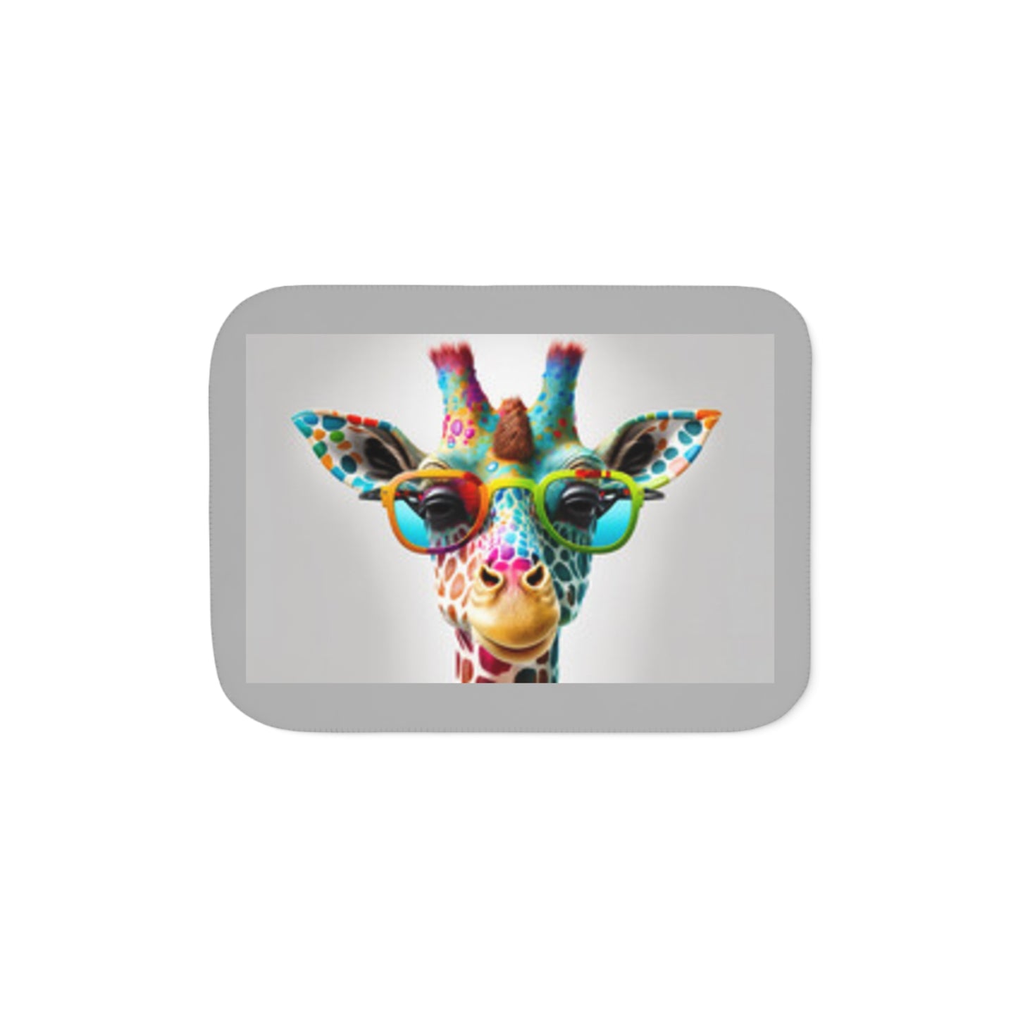 Sherpa Blanket, Two Colors Giraffe with Glasses Thanks Shookie Mookie!