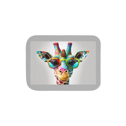Sherpa Blanket, Two Colors Giraffe with Glasses Thanks Shookie Mookie!