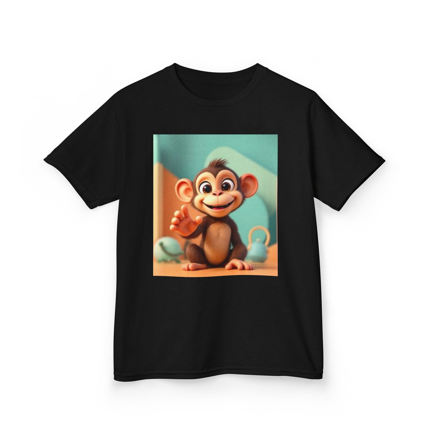 T-shirt en coton épais™ pour enfants avec motif singe amusant et cœur coloré 