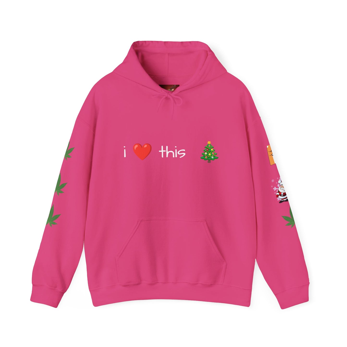 Hooded Sweatshirt Santa Claus Reindeer Marijuana Leaf