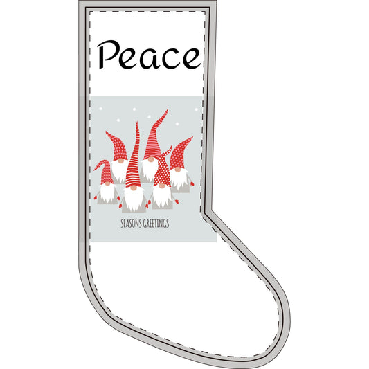 Christmas Stockings (Flannel) Gnomes Peace Seasons Greetings