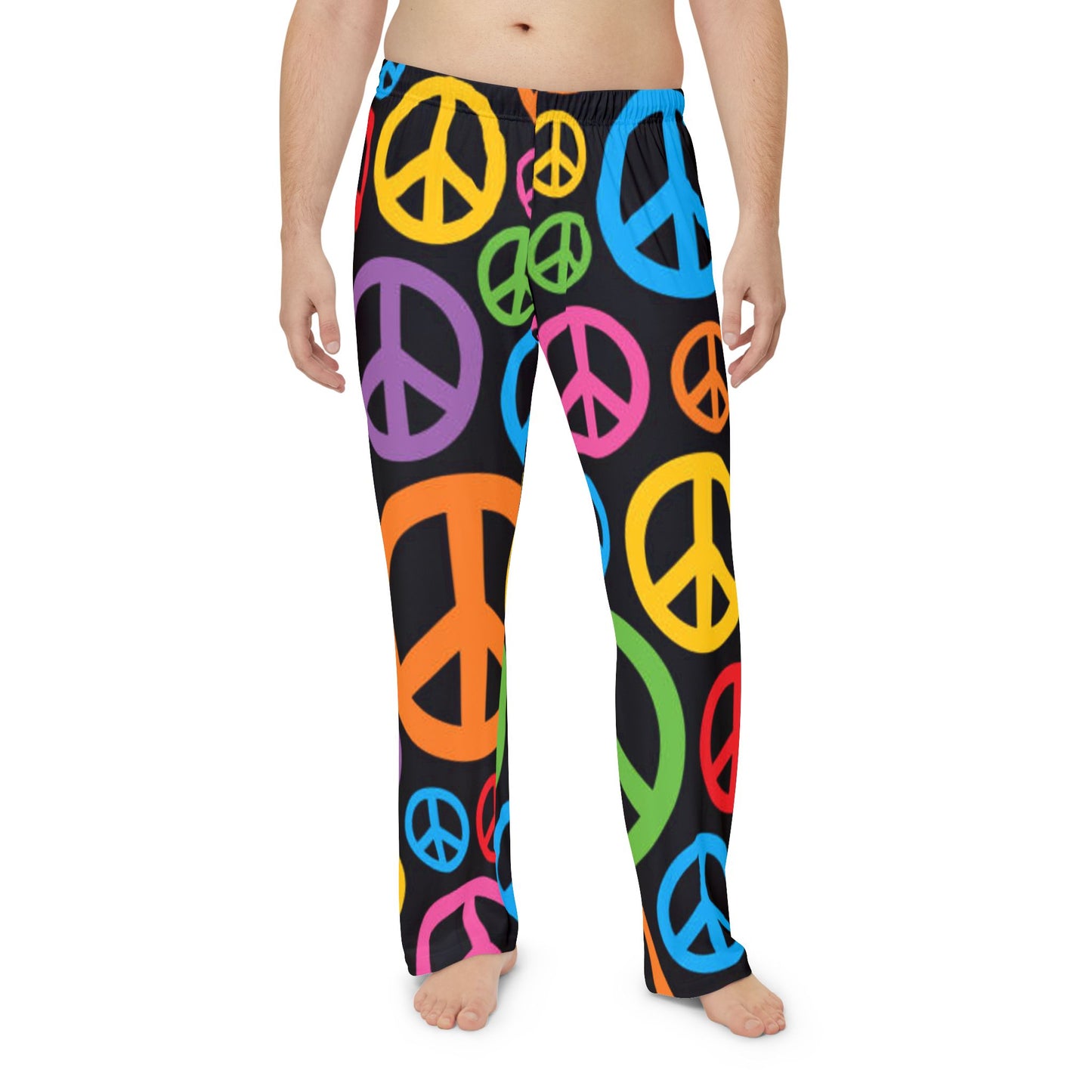 Colorful Peace Sign Men's Pajama Pants - Cozy Sleepwear for Relaxation