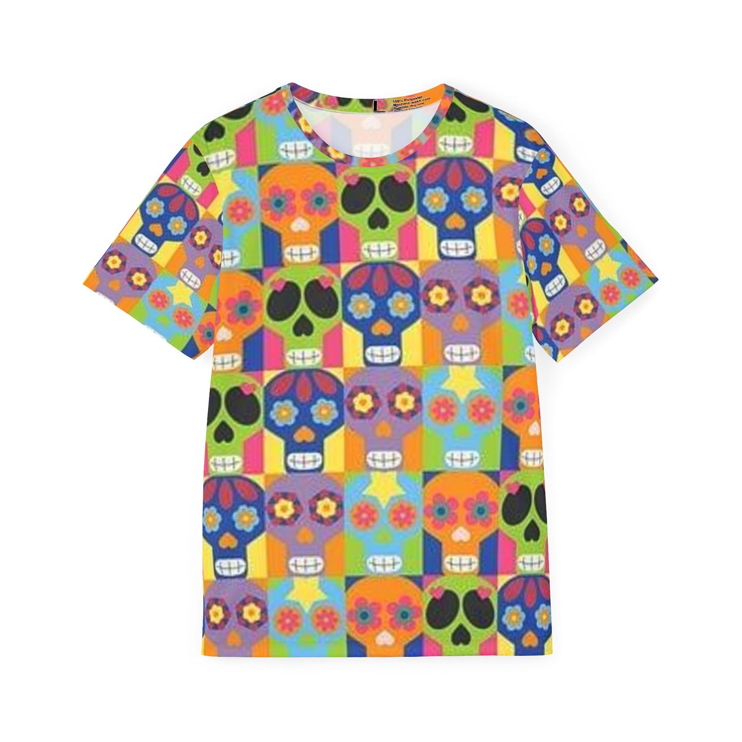 Camiseta deportiva con calavera colorida: camiseta deportiva masculina para festivales y celebraciones