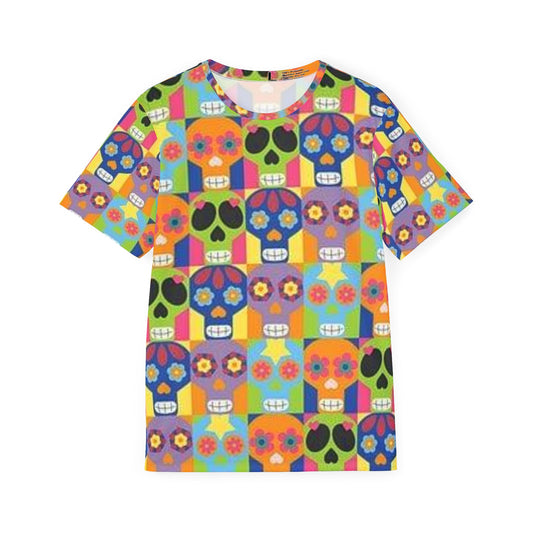 Colorful Skull Sports Jersey - Men's Performance Tee for Festivals & Celebrations