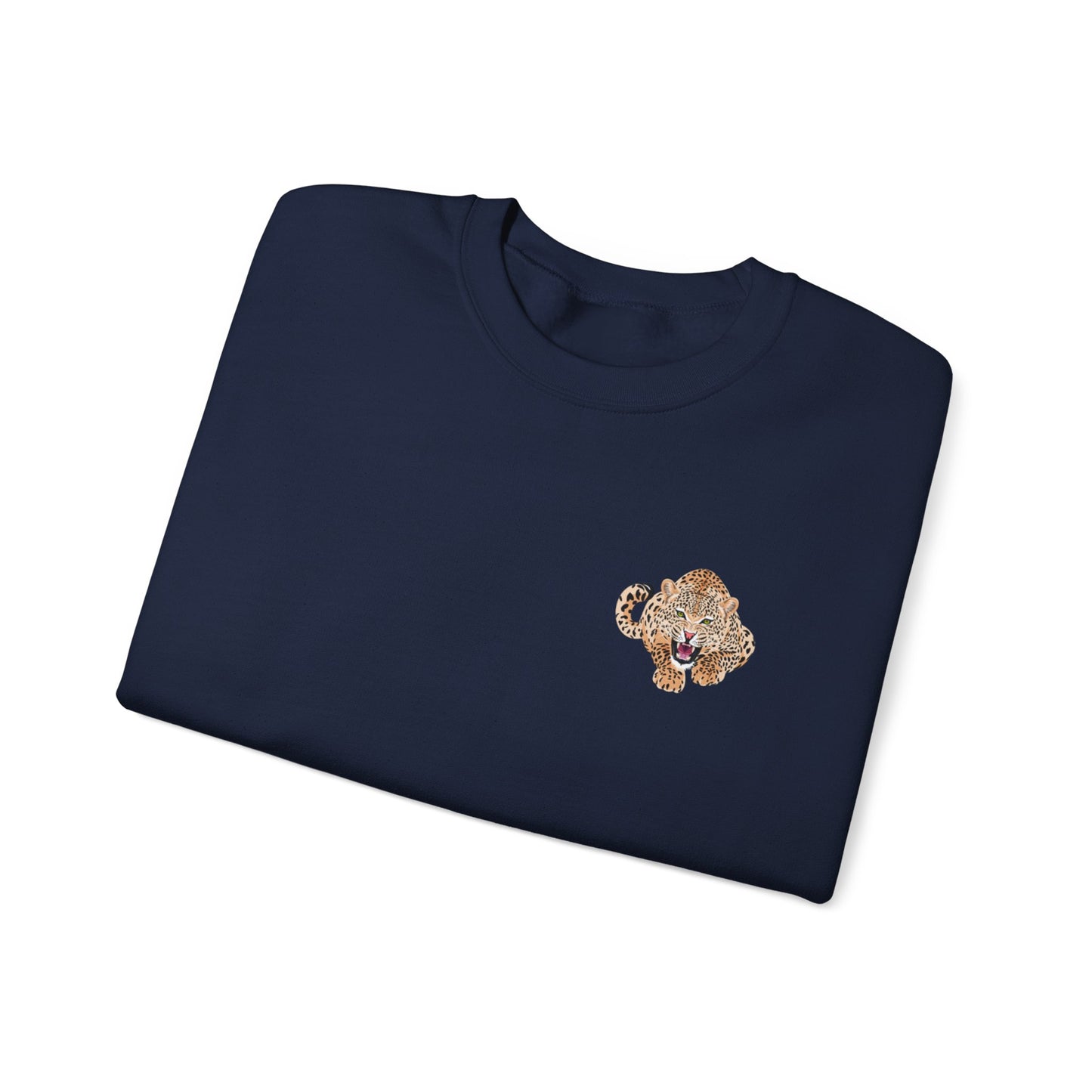 Vibrant Leopard and Rose Unisex Crewneck Sweatshirt - Perfect for Casual Outings
