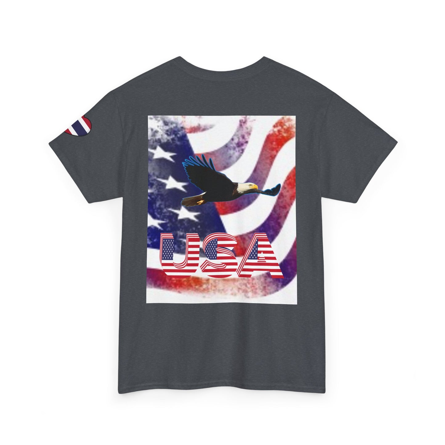 Camiseta unisex de algodón grueso USA Pride - Diseño de puño patriótico y águila 