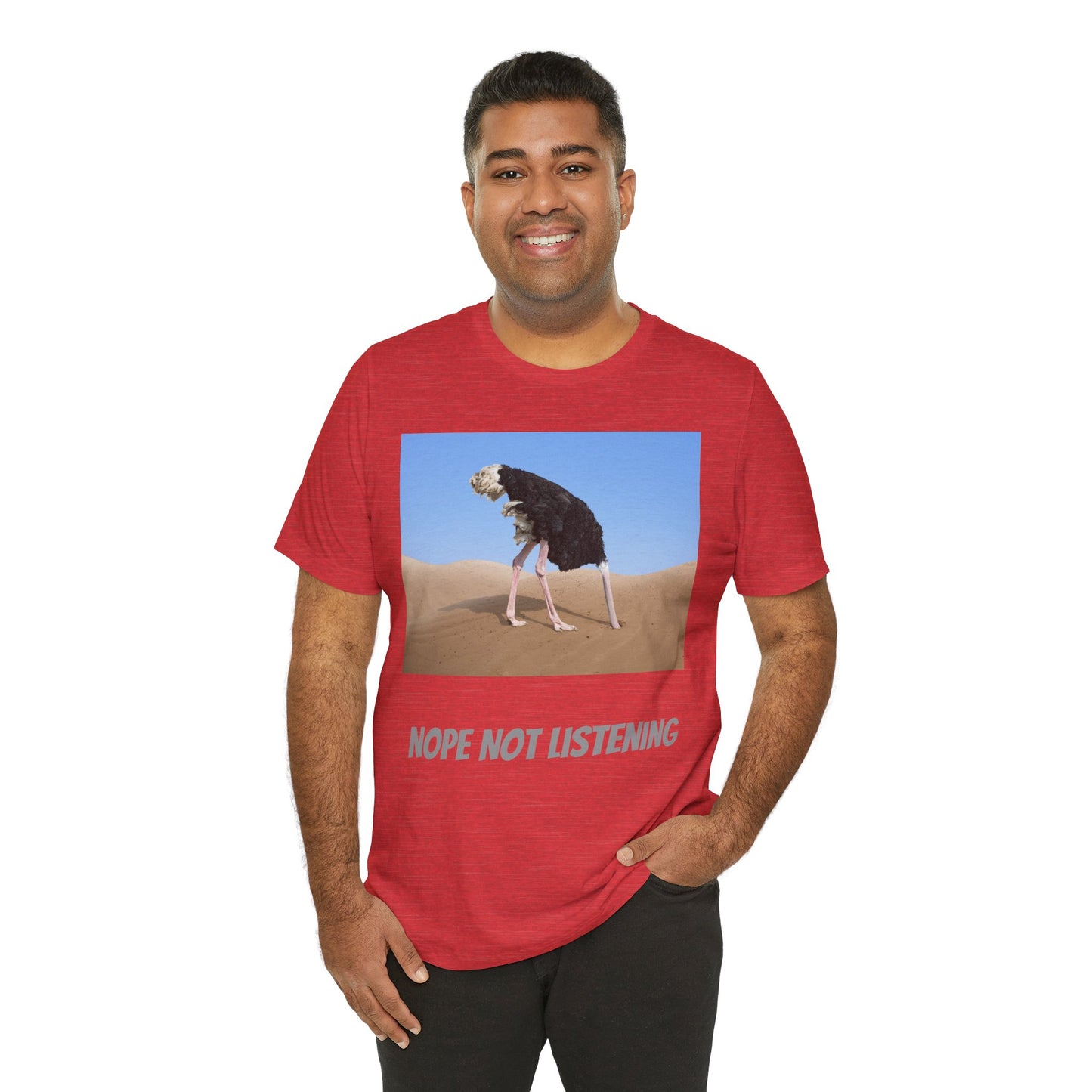 Camiseta avestruz no, no escucho