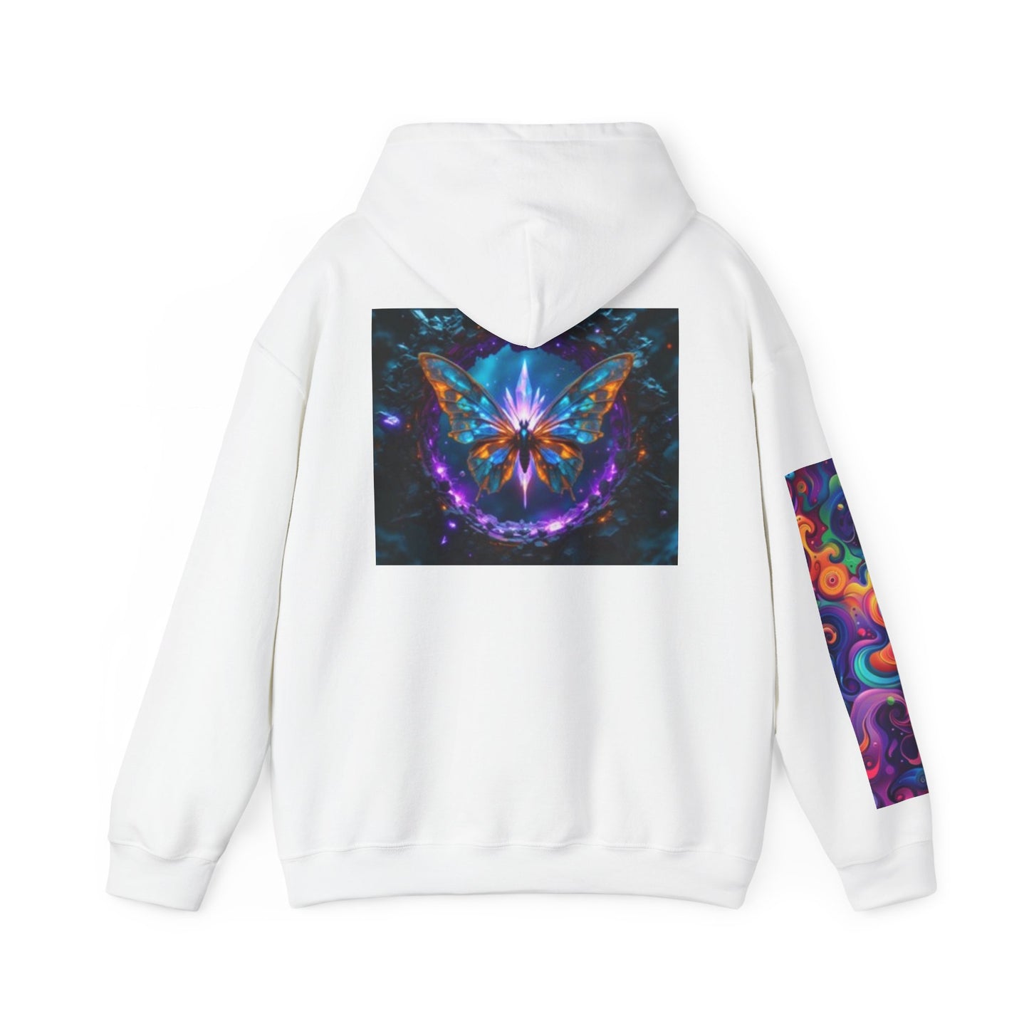 Sudadera con capucha y estampado de mariposas de colores | Sudadera unisex de mezcla pesada™ 