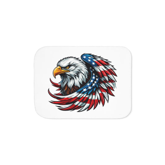 Cozy Sherpa Blanket - American Eagle Design, Warm Throw for Home Decor, Gifts for Camping, Patriotic Decor, Soft Plush Blanket
