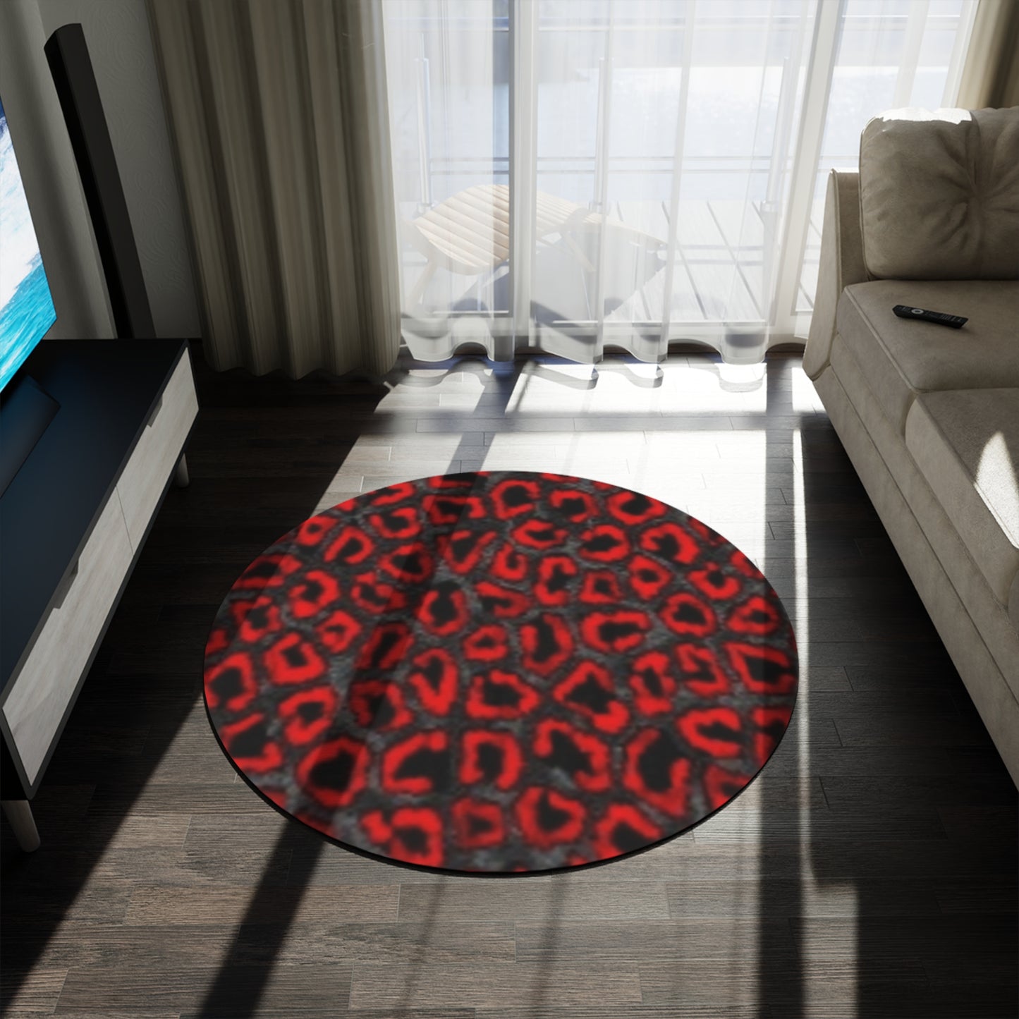 Chic Leopard Print Round Rug - Stylish Bohemian Decor for Living Spaces
