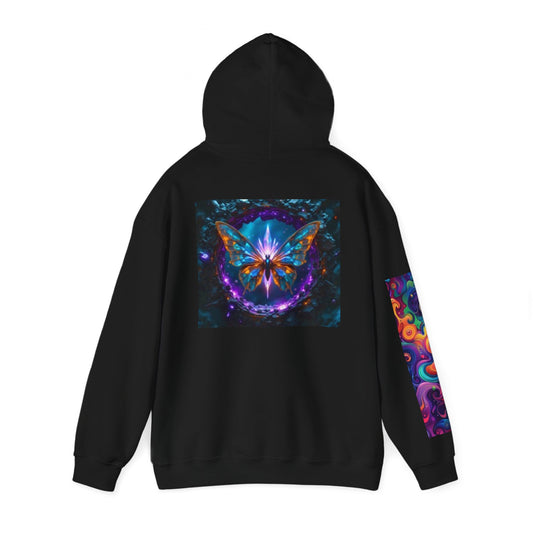 Sudadera con capucha y estampado de mariposas de colores | Sudadera unisex de mezcla pesada™ 