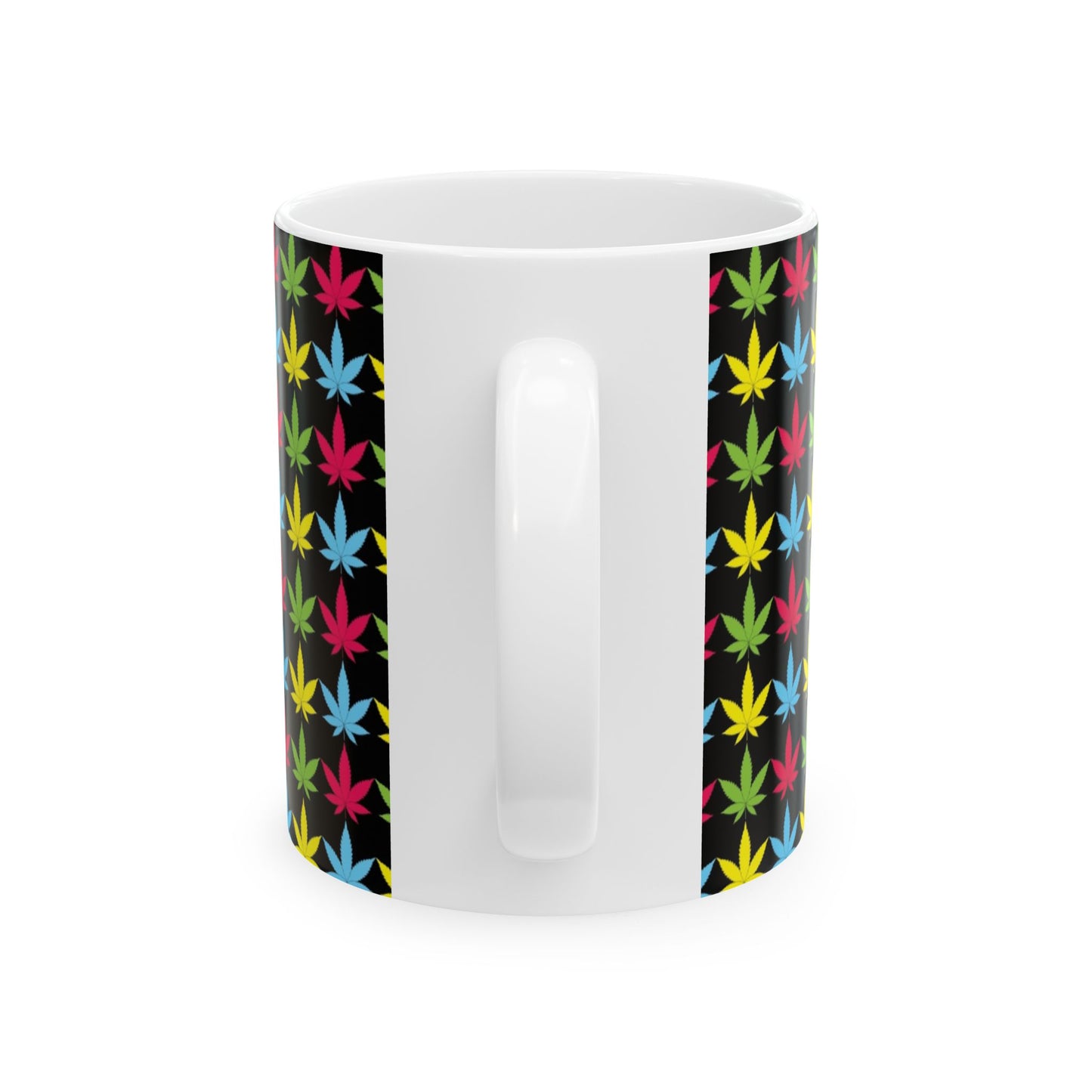 Tasse en céramique, 11 oz Feuille de marijuana Rose Vert Bleu Jaune
