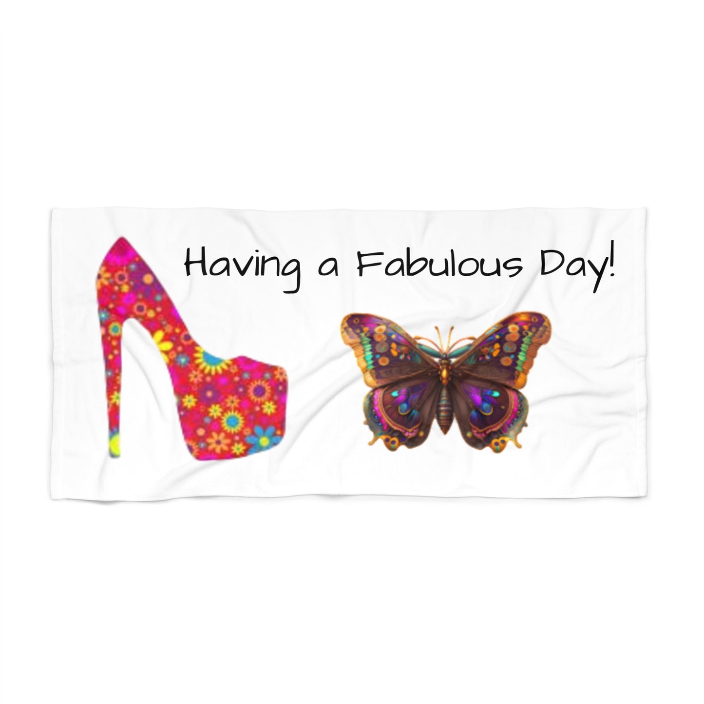 Serviette de plage fleurie à talons hauts - Accessoire d'été personnalisable 