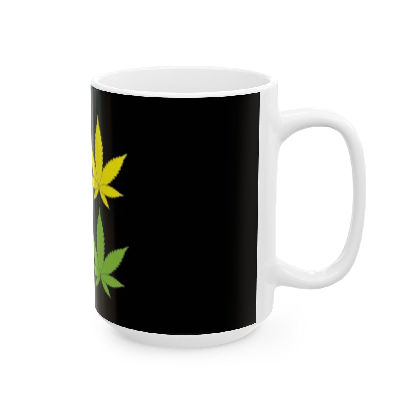 Tasse en céramique (11 oz, 15 oz) Feuille de marijuana Bleu Jaune Rose Vert
