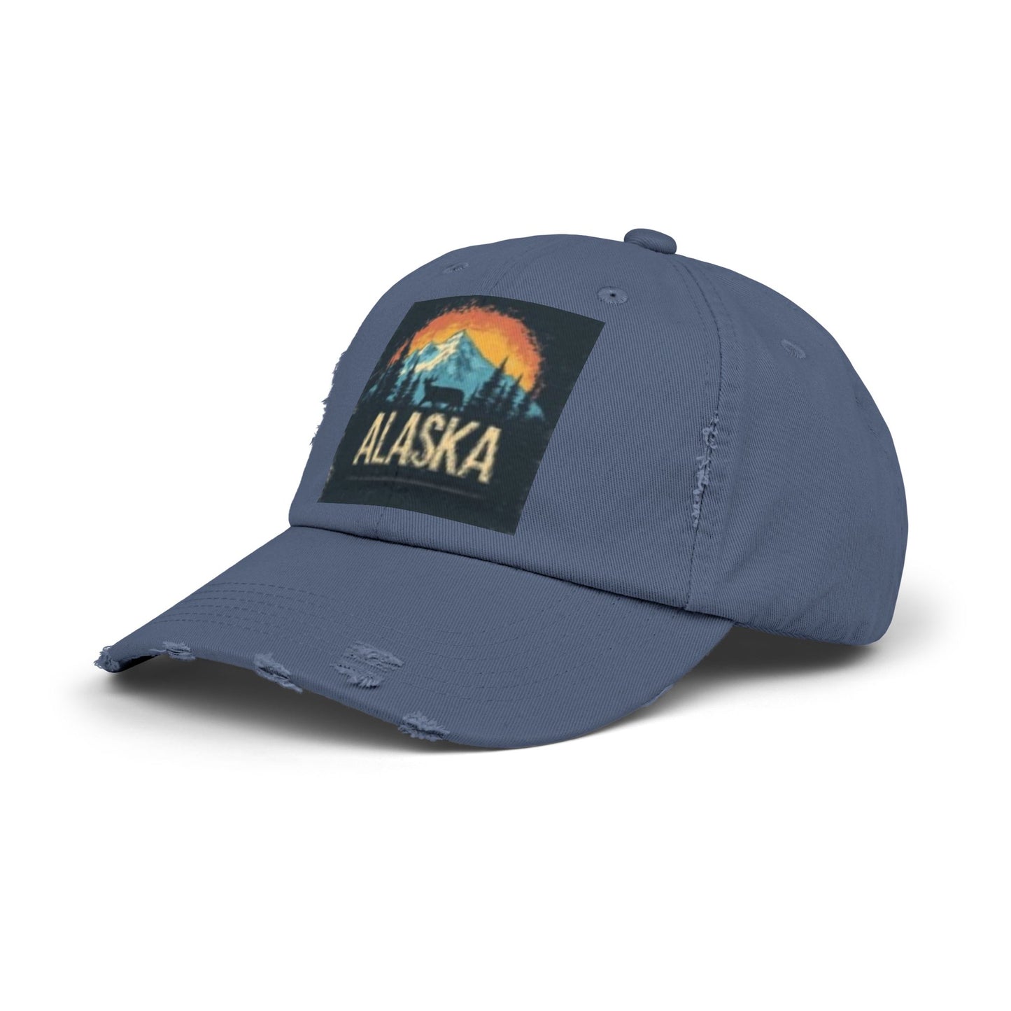 Casquette unisexe vieillie – Chapeau graphique vintage des montagnes de l'Alaska 