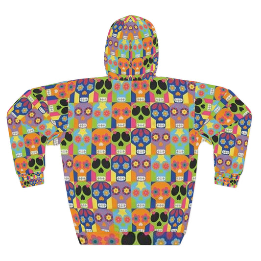 Colorful Sugar Skull Unisex Pullover Hoodie - Day of the Dead Inspired Sweatshirt