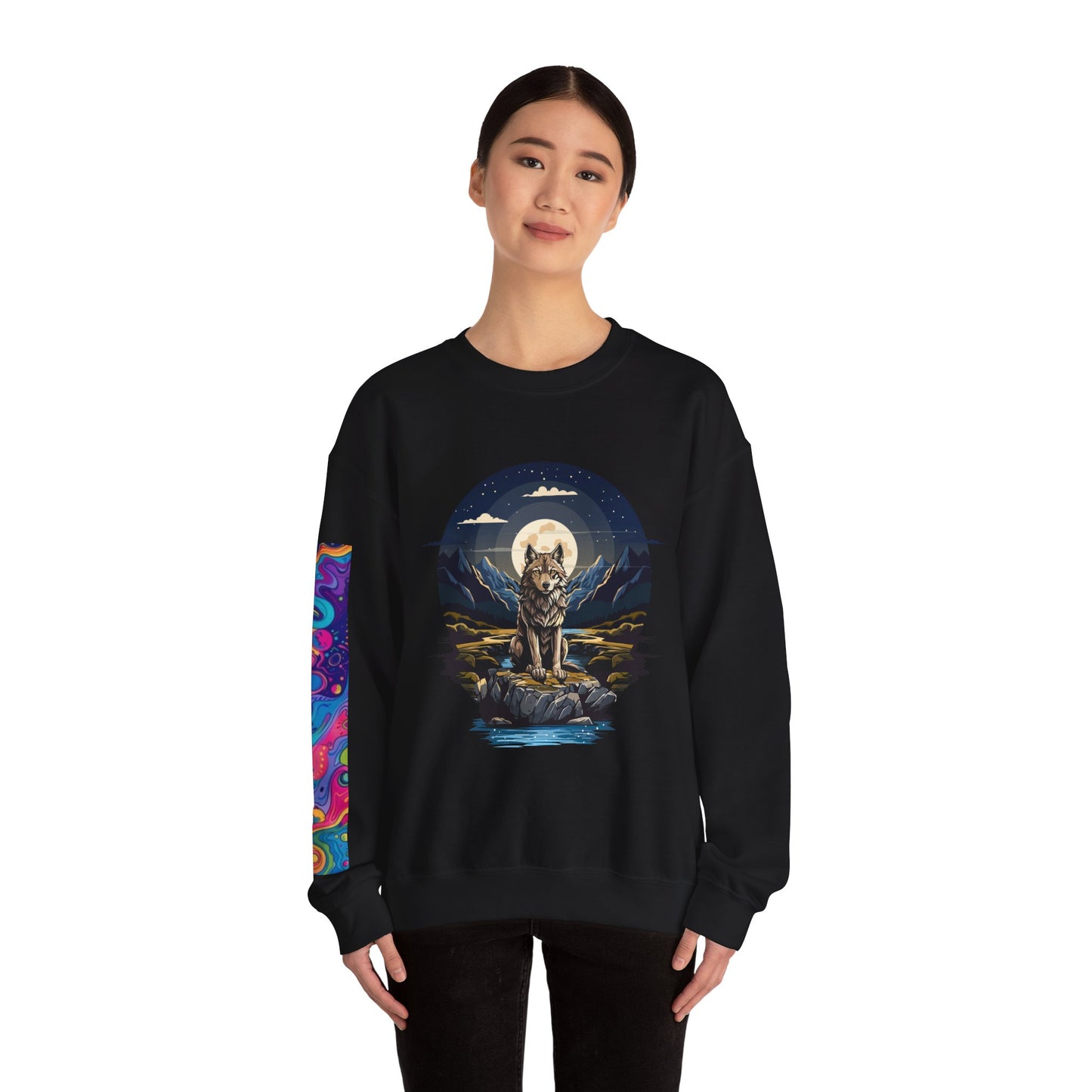 Artistic Animal Print Unisex Crewneck Sweatshirt - Bold Designs for Dog and Wolf Lovers