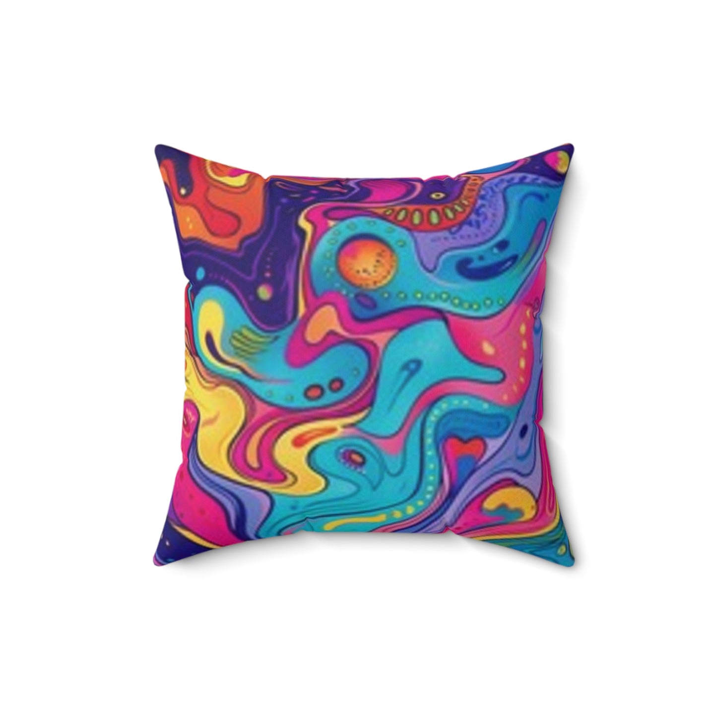 Almohada de arte abstracto vibrante - Cojín decorativo de poliéster hilado colorido