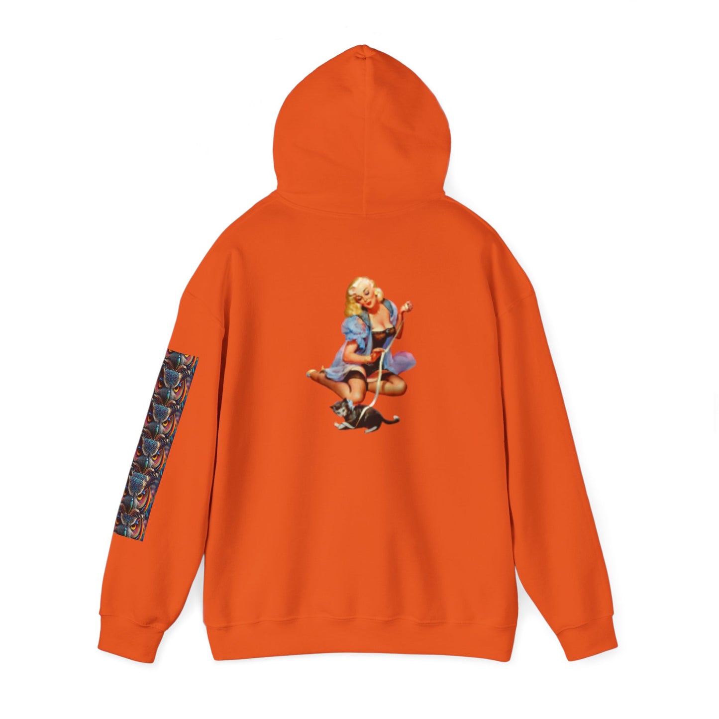 Sudadera con capucha retro de mujer sexy con lencería con un gato