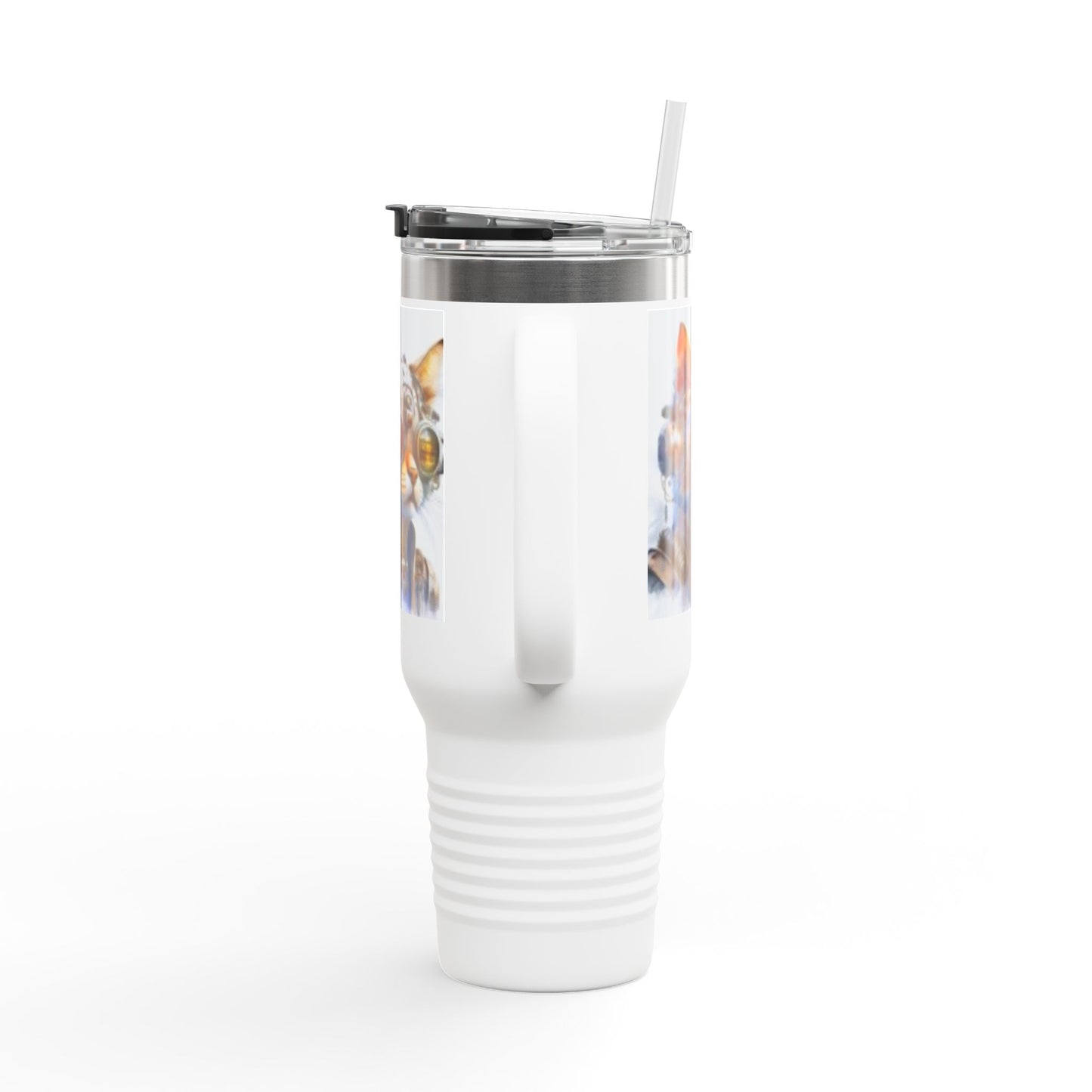 Insulated Travel Mug, 40oz Futuristic Cat with Metal