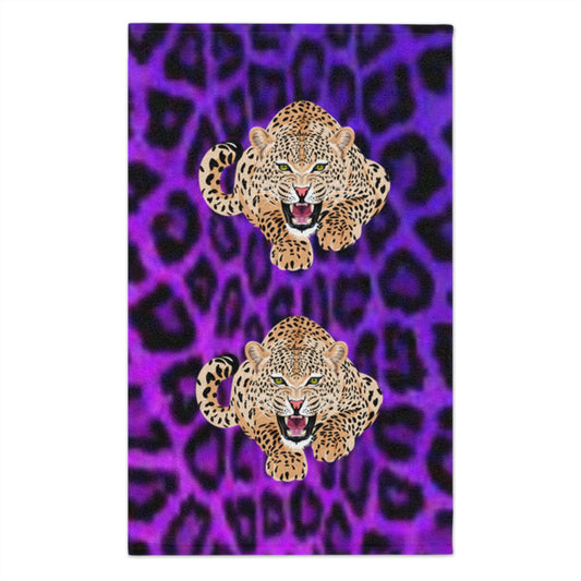 Toalla de rally con estampado de leopardo feroz para deportes y eventos