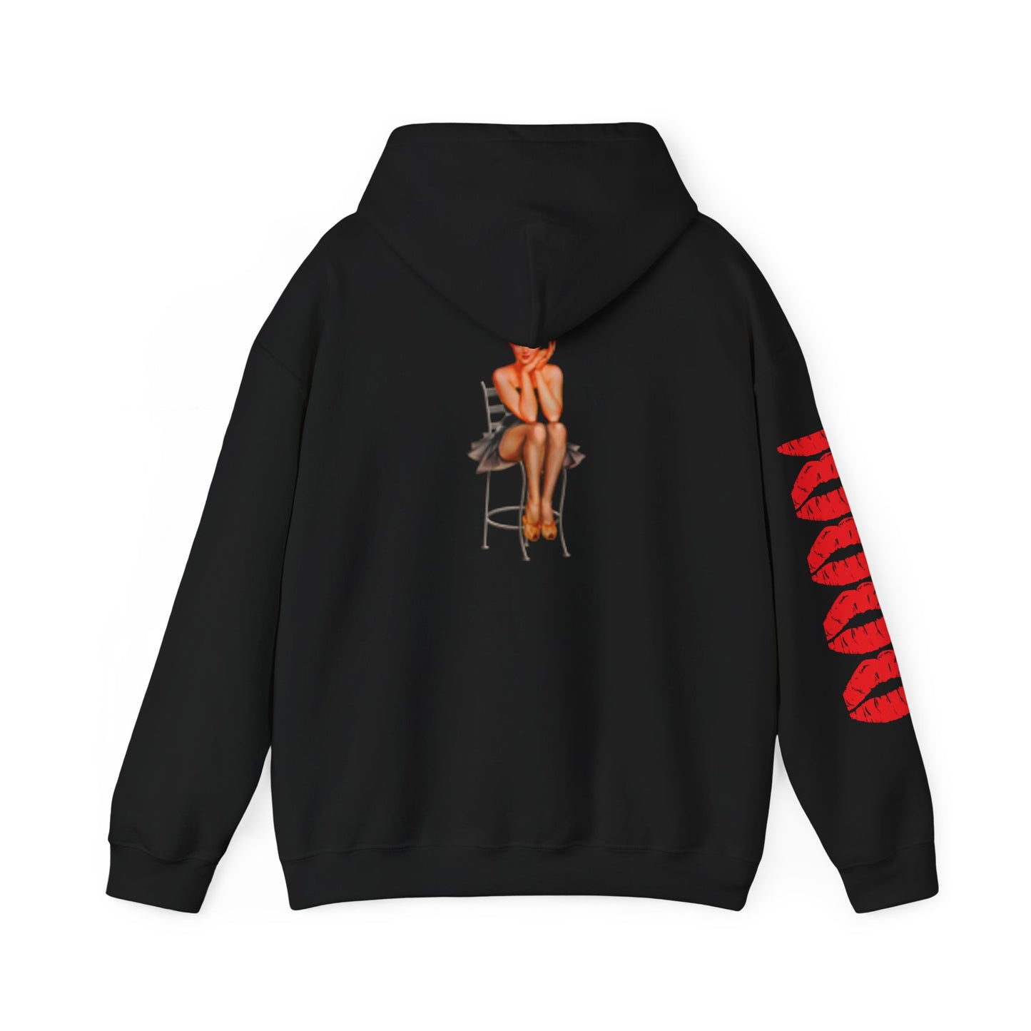 Hooded Sweatshirt Retro Beautiful Woman Red Lips
