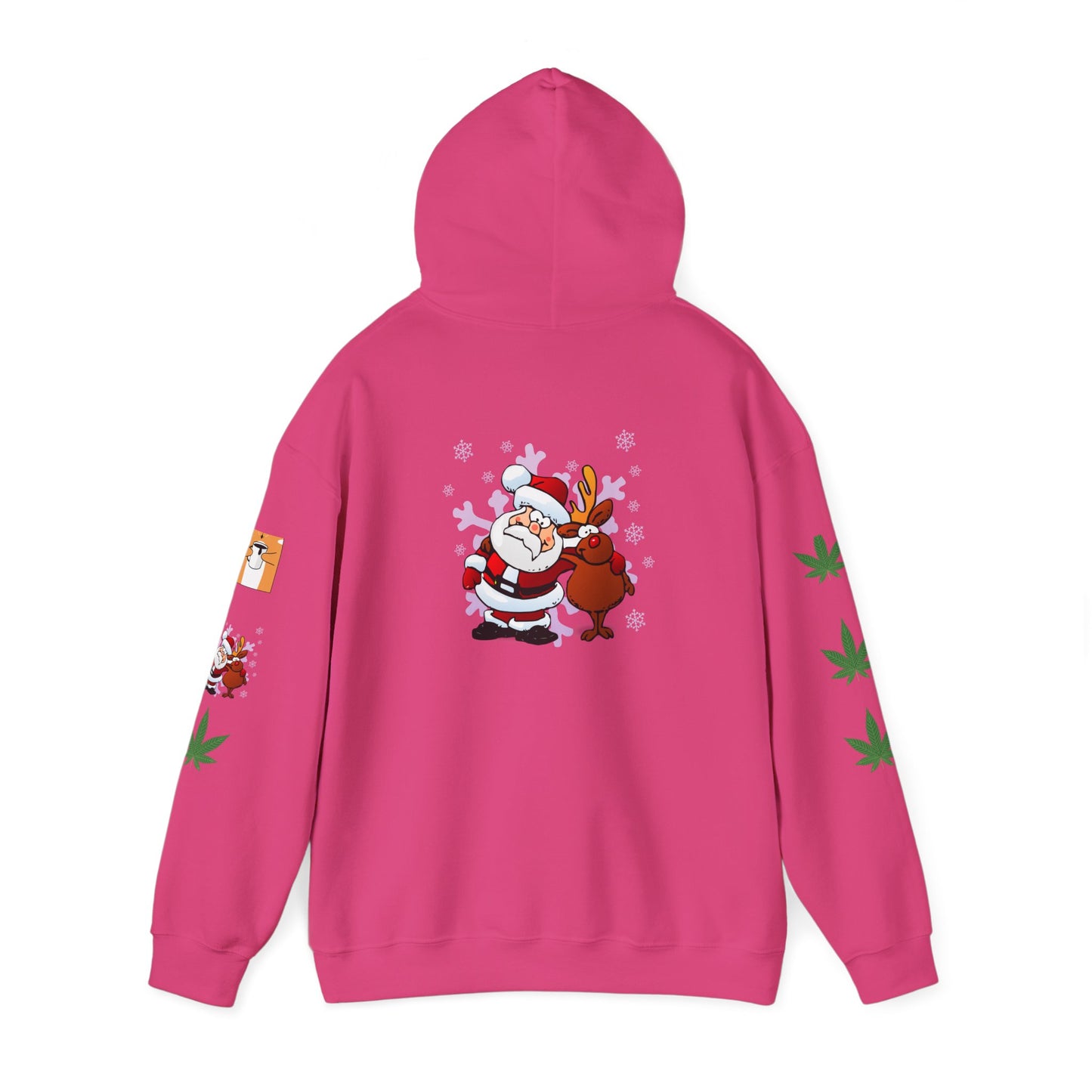 Hooded Sweatshirt Santa Claus Reindeer Marijuana Leaf