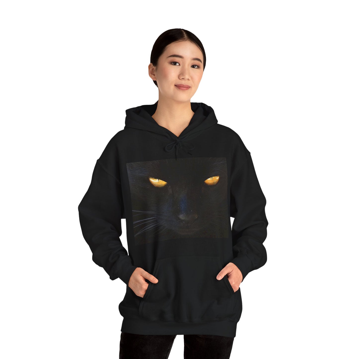 Hooded Sweatshirt Black Cat Face