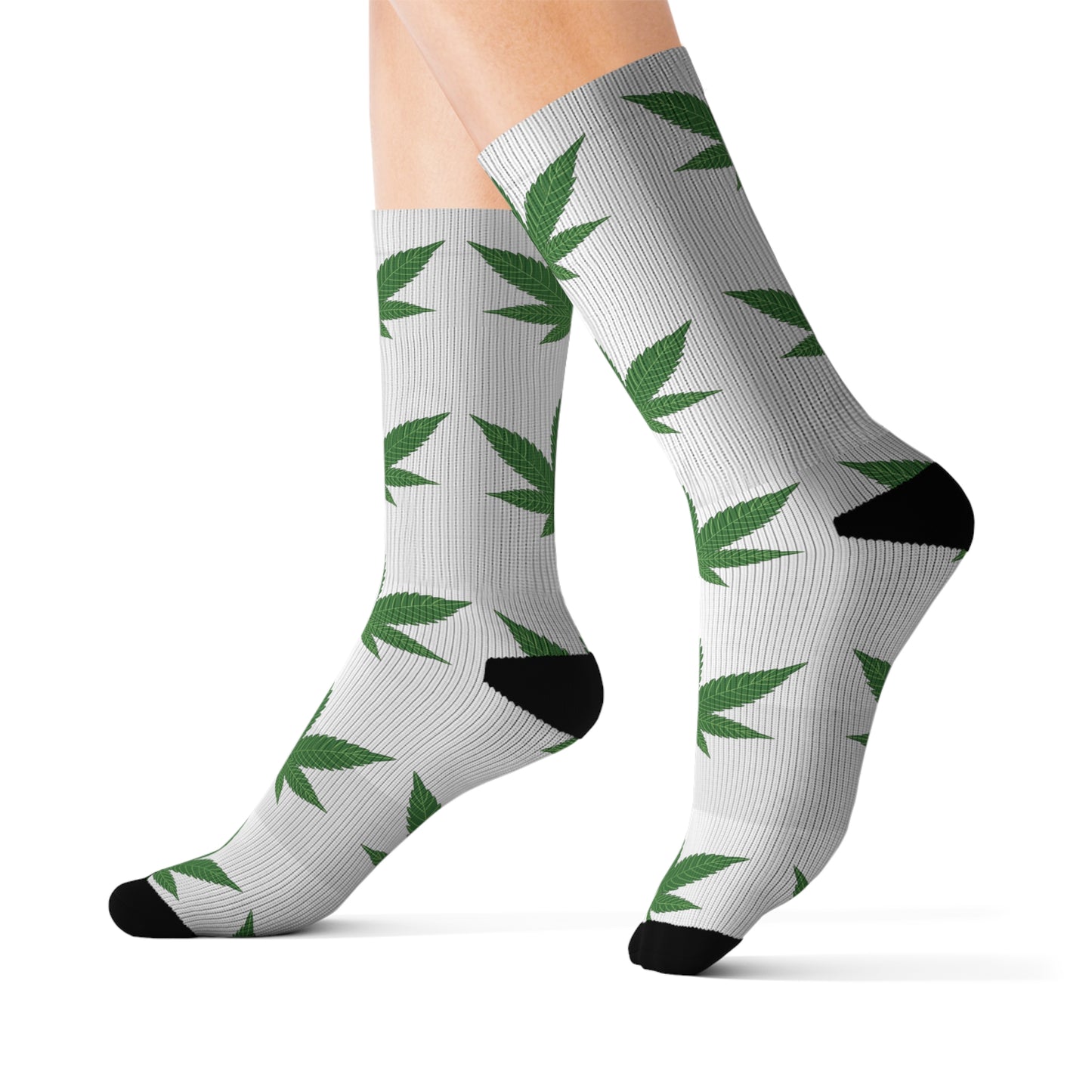 Trendy Cannabis Leaf Socks | Comfortable Sublimation Footwear for Everyday Wear