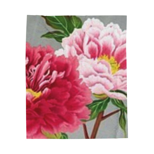 Couverture en peluche en velours douillette à fleurs roses