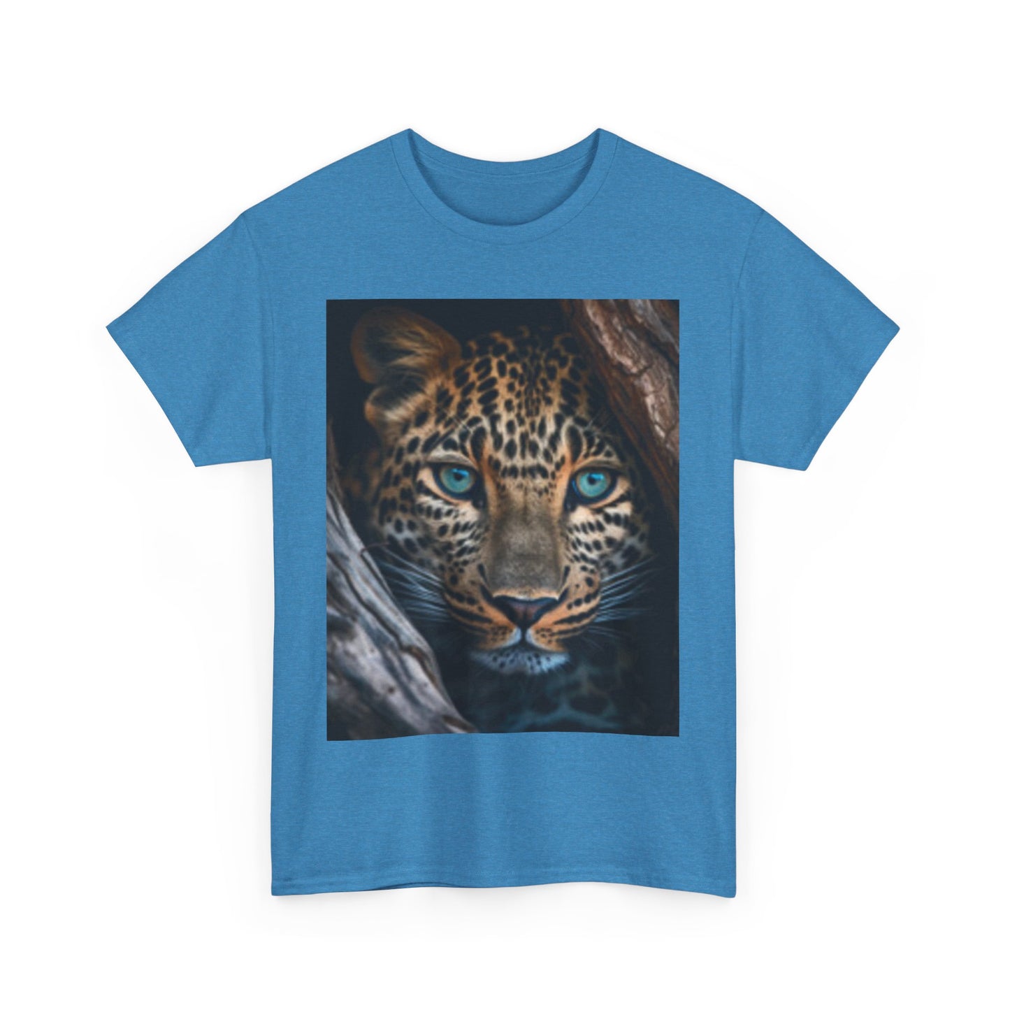 T-shirt unisexe en coton épais pour amoureux de la faune – Motif léopard féroce 