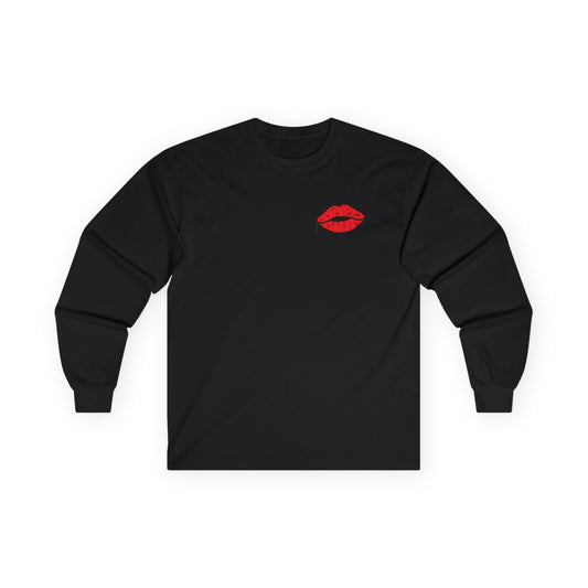 Long Sleeve T-shirt Retro Sexy Woman in Lingerie with Cat