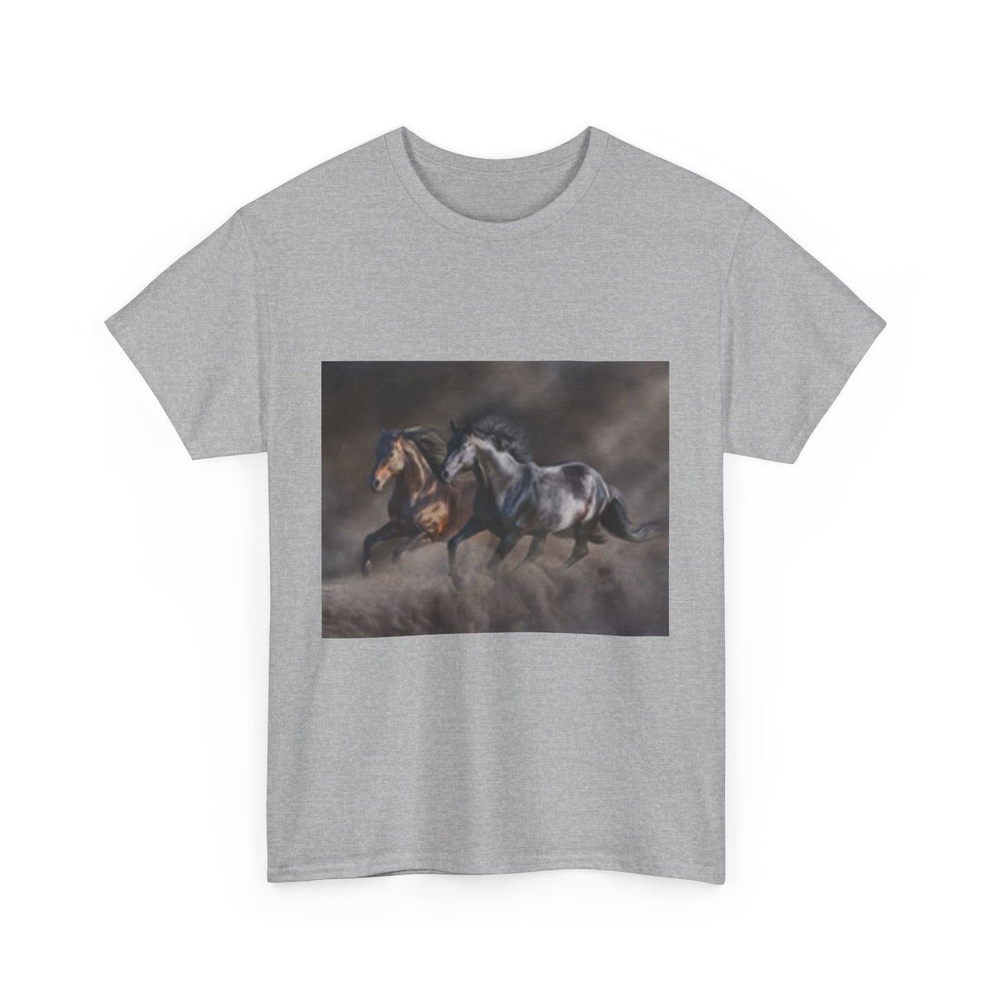 Majestic Galloping Horses Unisex Heavy Cotton Tee - Perfect for Equestrian Lovers
