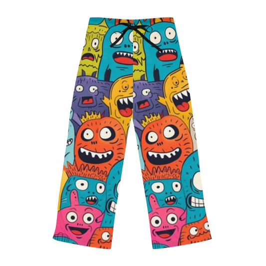 Women's Pajama Pants Blue Pink Orange Yellow Purple Monsters