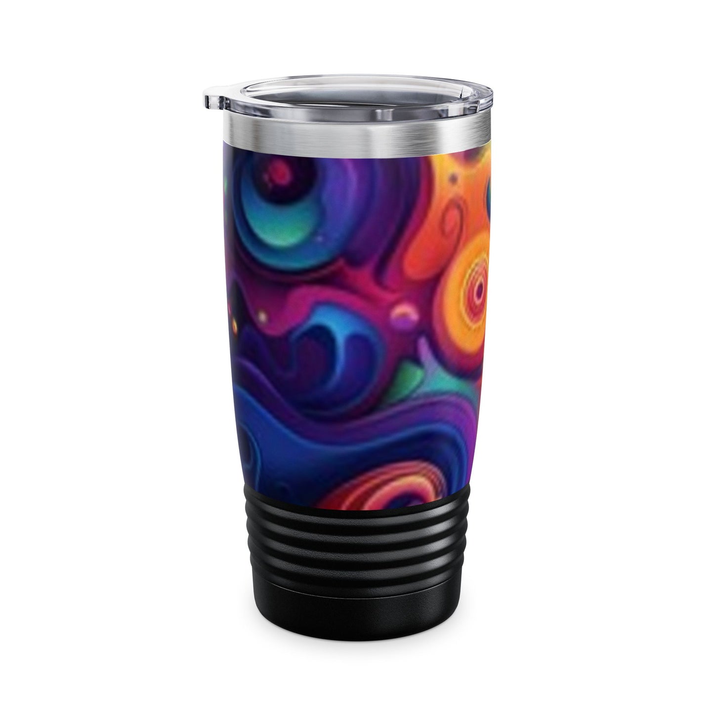 Vibrant Swirl 20oz Ringneck Tumbler - Colorful Travel Mug for Coffee Lovers