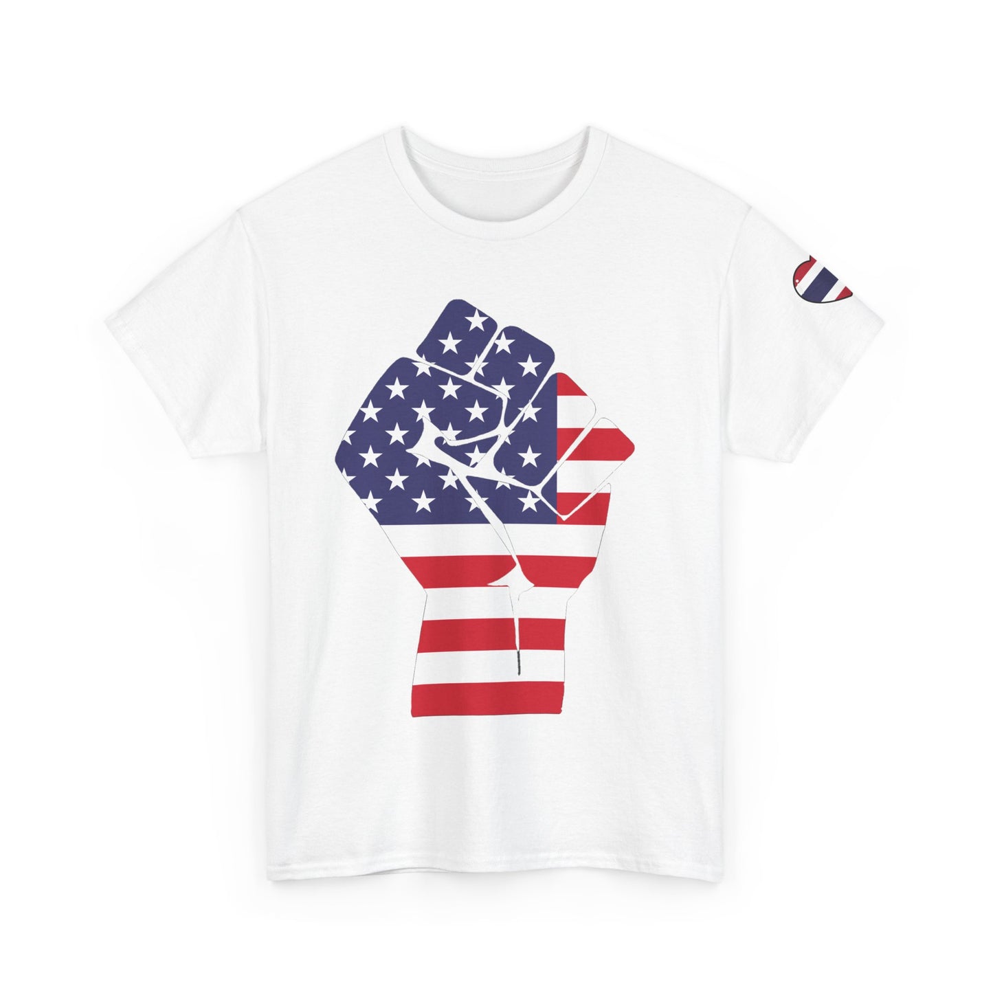 Camiseta unisex de algodón grueso USA Pride - Diseño de puño patriótico y águila 