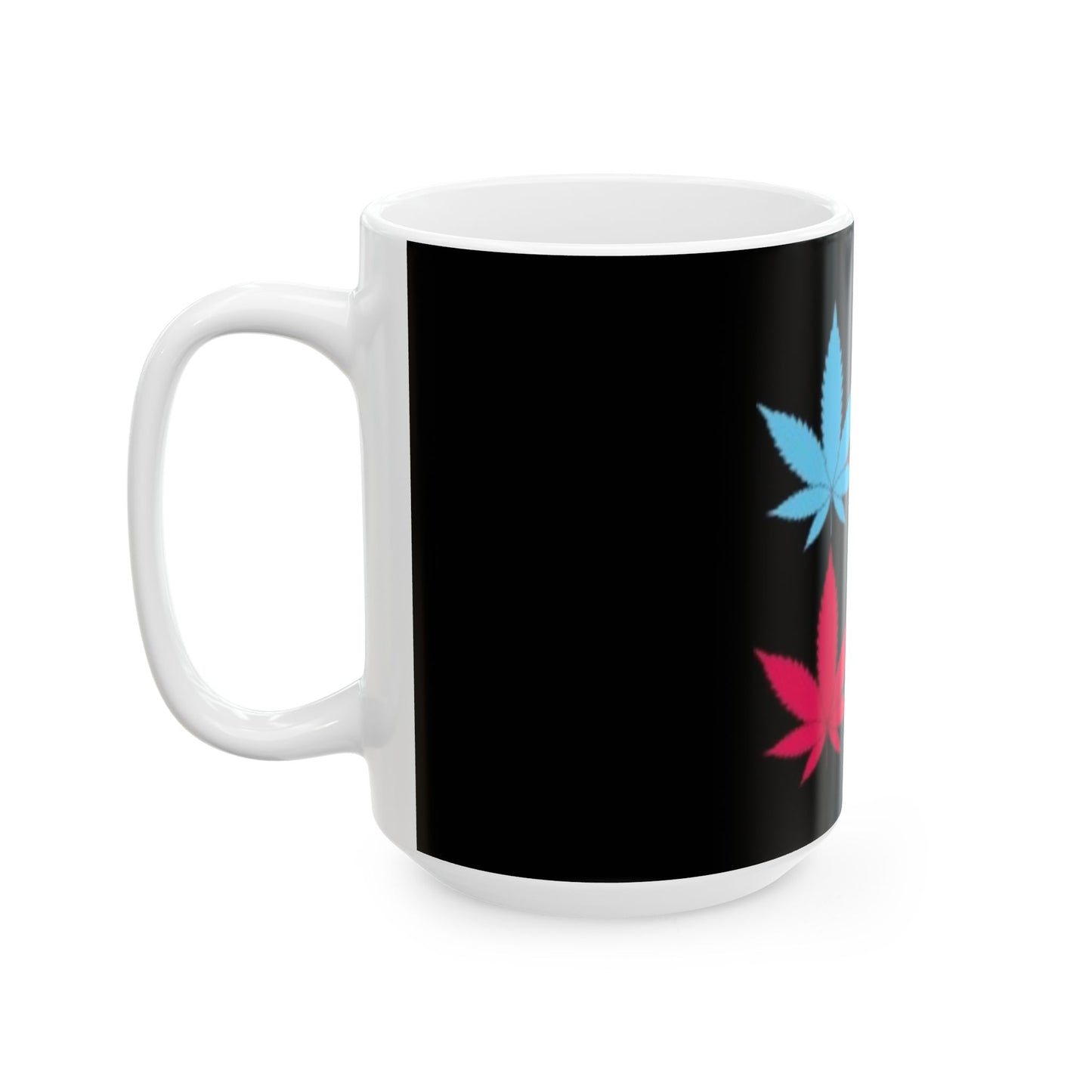 Tasse en céramique (11 oz, 15 oz) Feuille de marijuana Bleu Jaune Rose Vert