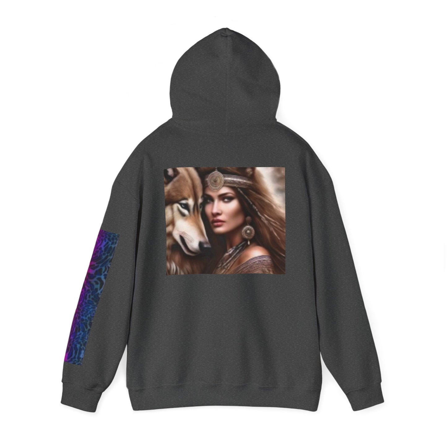 Wolf & Woman Graphic Hoodie - Unisex Heavy Blend™ Sweatshirt for Nature Lovers