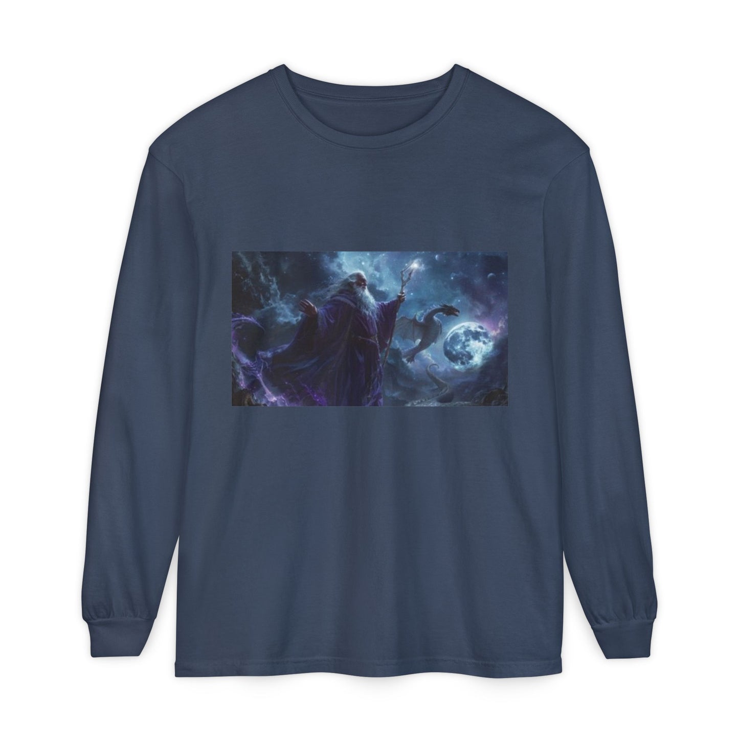 T-shirt mystique à manches longues | Motif magicien céleste et phénix 