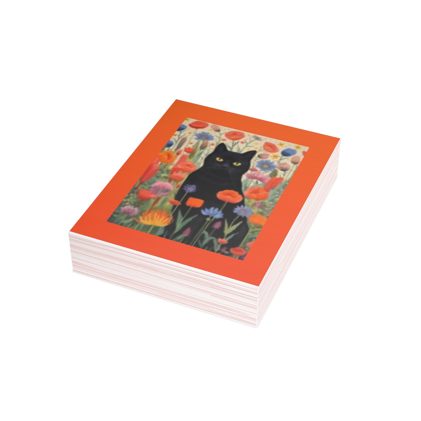 Paquete de postales vibrantes: diseños de gatos y flores silvestres con sobres